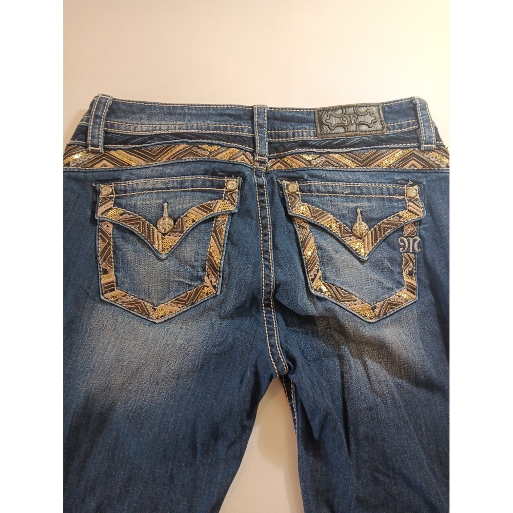 Miss Me Los Angeles Jeans Womens 30 Bootcut Slim Blue Denim Logo 3014